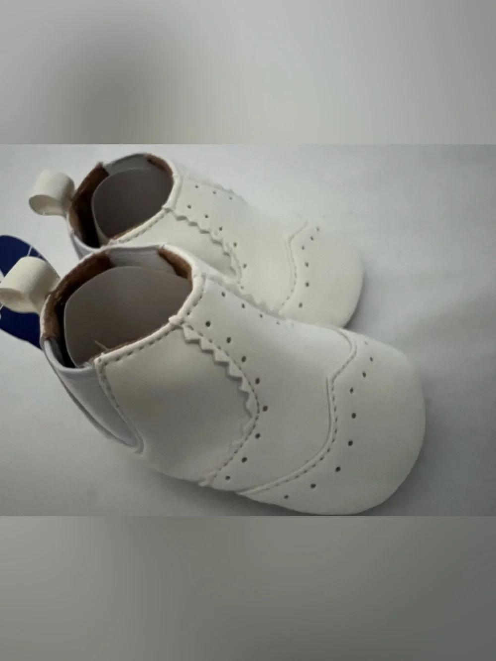 Baby White Brogue-Style Walker Shoes